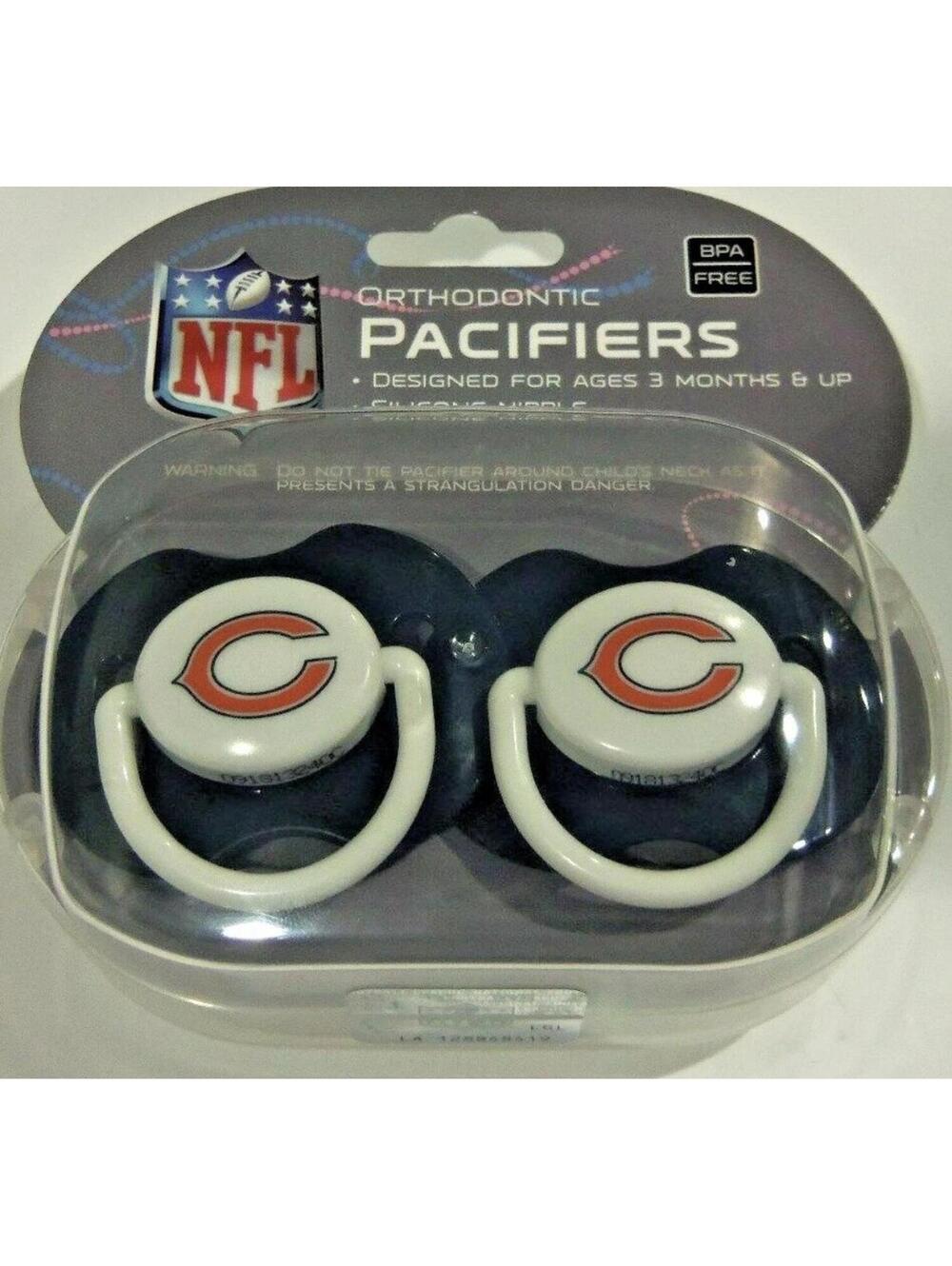 NFL Chicago Bears Pacifier set of 2 Solid Color w/Case by baby fanatic